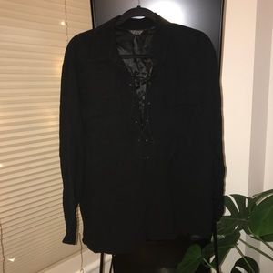 Topshop Lace up Utility Blouse
